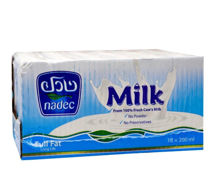 Nadec Long Life Milk Full Fat 18 x 200ml