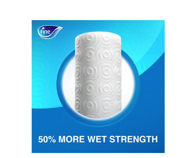 Fine Super Towel Pro New & Improved Sterilized & Half Perforated Kitchen Paper Towel 3ply 4 Rolls