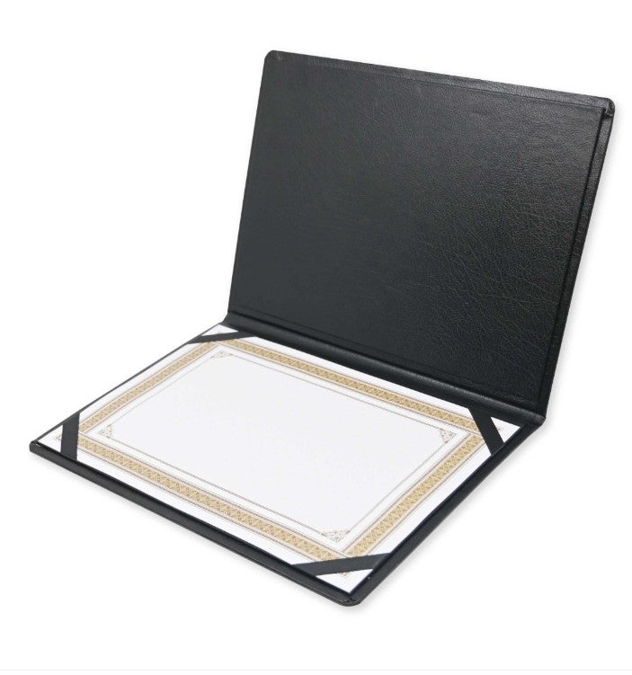 Certificate folder A4 Premium Look  Heavy-Duty A4 Leather-like Document Black