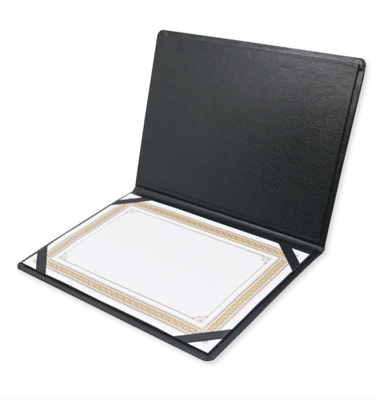 Certificate folder A4 Premium Look  Heavy-Duty A4 Leather-like Document Black
