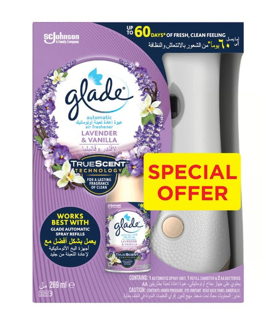 Glade Automatic Spray Unit + Lavender & Vanilla Refill Value Pack 175 g