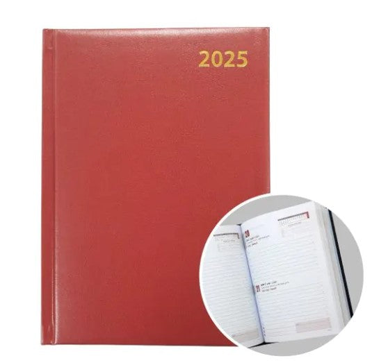 2025 A5 Foam Padded MAROON  Hard Case Diary - SAT/SUN Edition