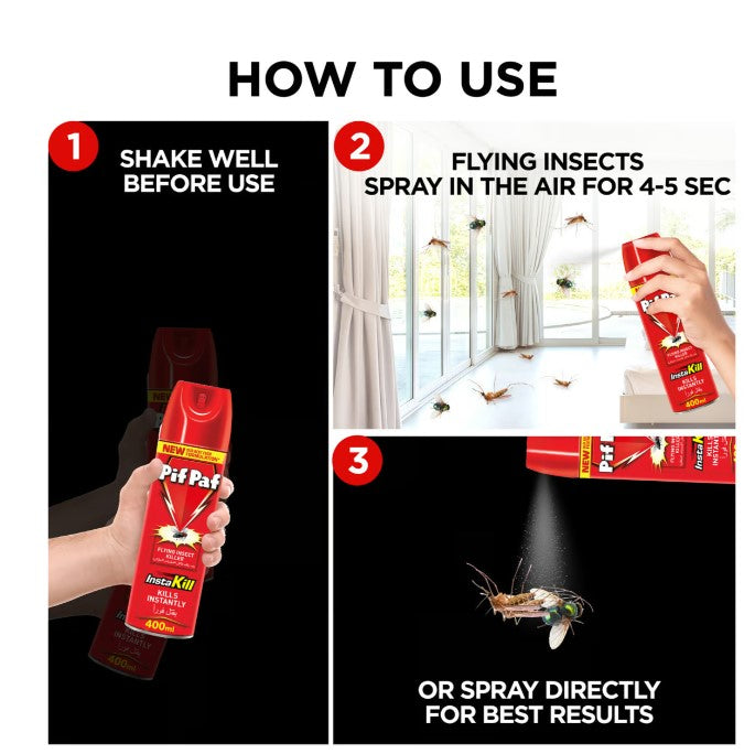 Pif Paf Mosquito & Fly Insect Killer 3 x 400 ml