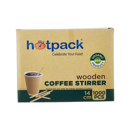 Hotpack Disposable Wooden Wrapped Coffee Stirrer 14cmx1000