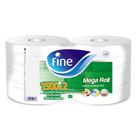 Fine Paper Towel Mega Roll Tissue 1500x2 Sheets 325x2mtr