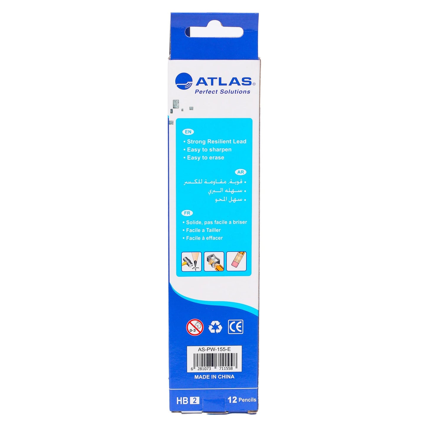 Atlas   HB Pencil YW+ER BX=12  AS-PW-155-E