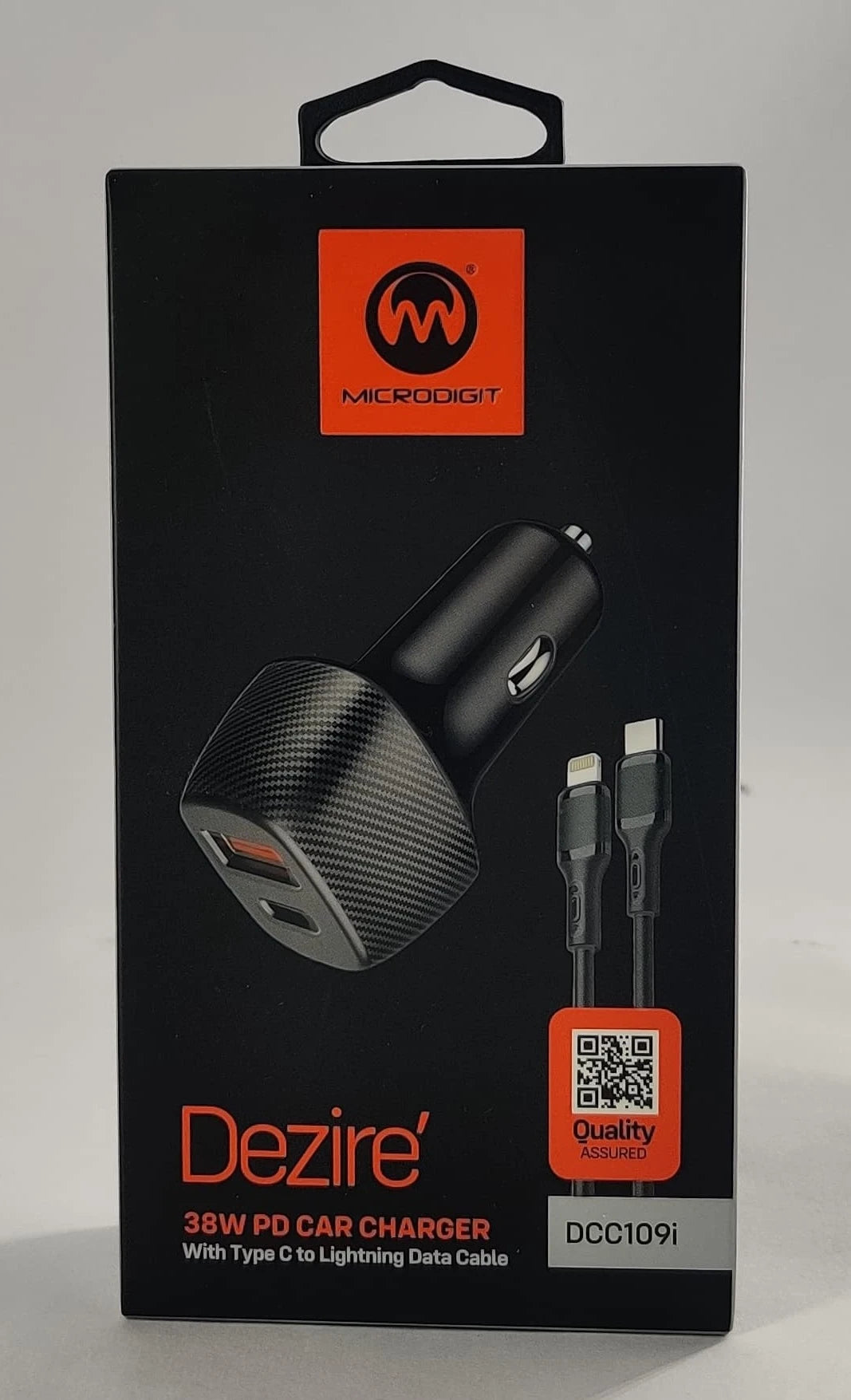 Car Adapter With Type-C Cable Microdigit Dcc108T Dezire 38W Pd