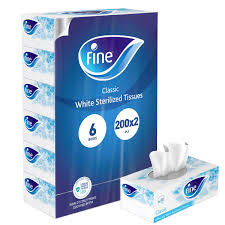 Fine Classic White Sterlized Facial Tissue 2ply X 200 Sheet X 6