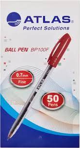 Atlas Ball Pen 0.7mm Fine  BX=50 Red  AS-BP100F-RD/50P