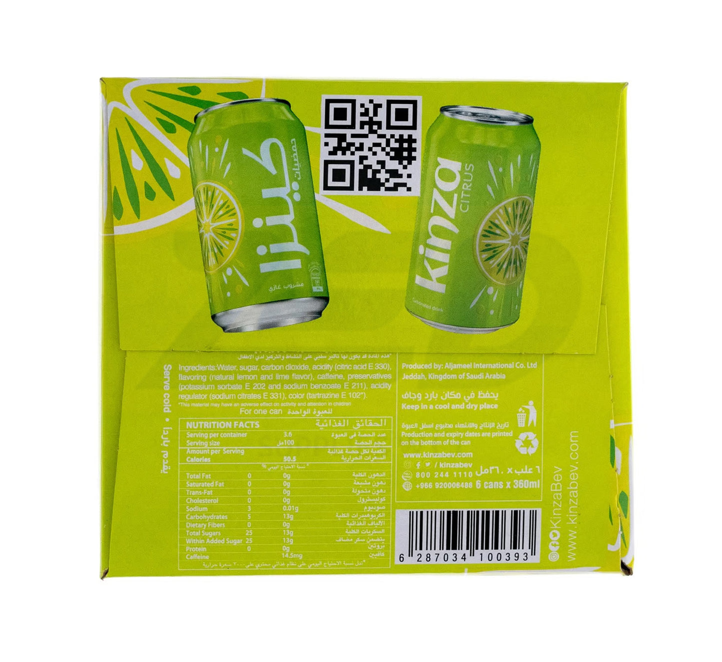 Kinza Carbonated Drink Citrus 6 x 360 ml