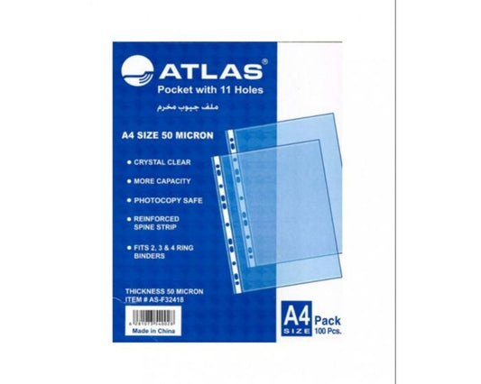 Atlas Glas Clr Pokt PP 40mic A4 Pkt=100pcs 6281073540066