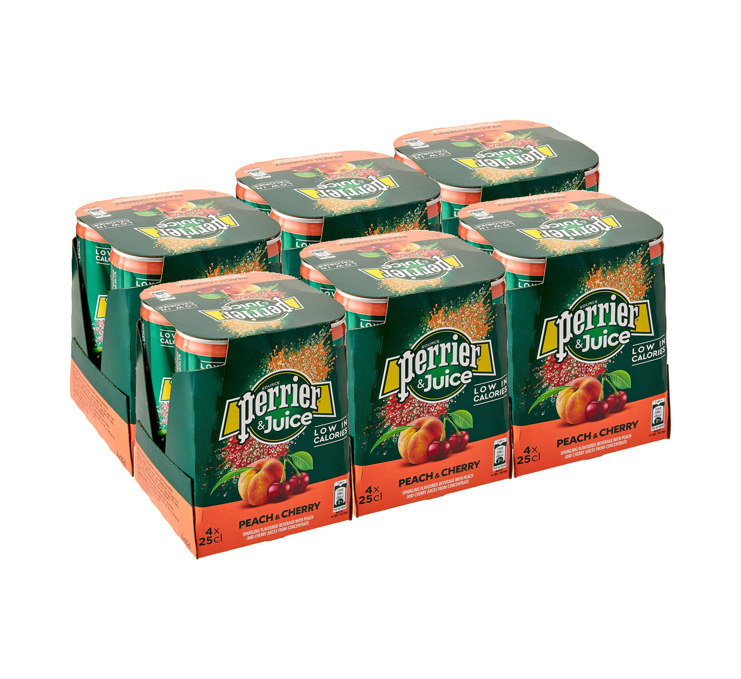 Perrier & juice, peach cherry slim can - 24 x 250 ml