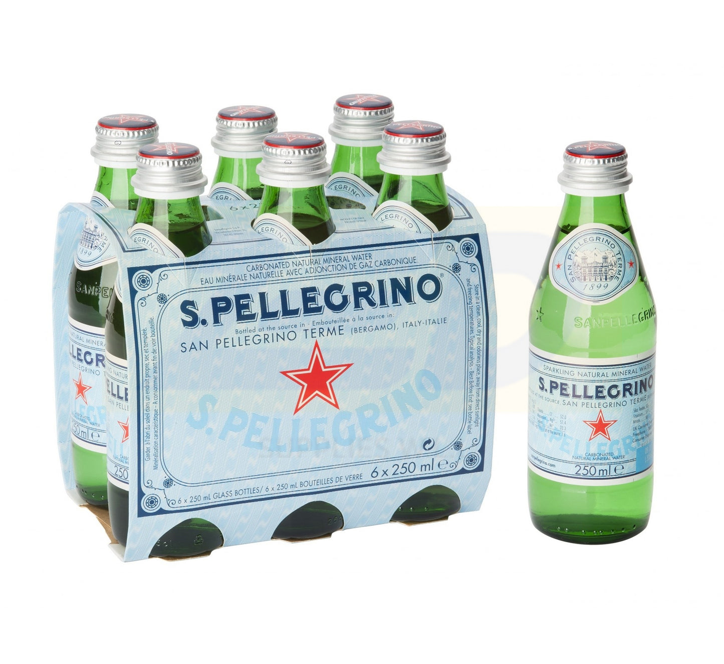 San Pellegrino Sparkling Natural Mineral Water Glass Bottle 24 x 250 ml